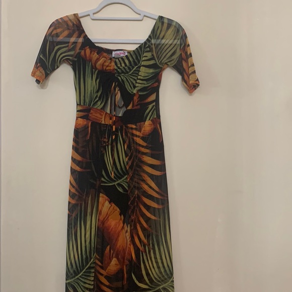 Dresses & Skirts - Tropical Mesh Cover Up/ Mesh Dress